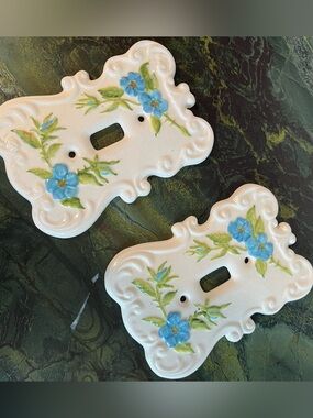 Vintage ceramic light switch plates floral switch covers